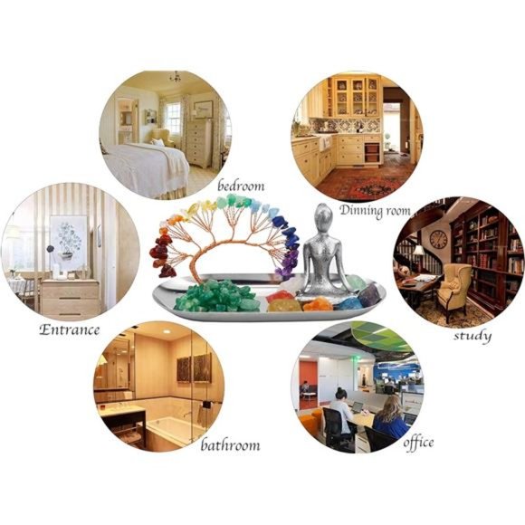 Meditation Accessories,Zen Spiritual Decor, 7 Chakra Crystal Tree Healing Stones - Picture 7 of 7